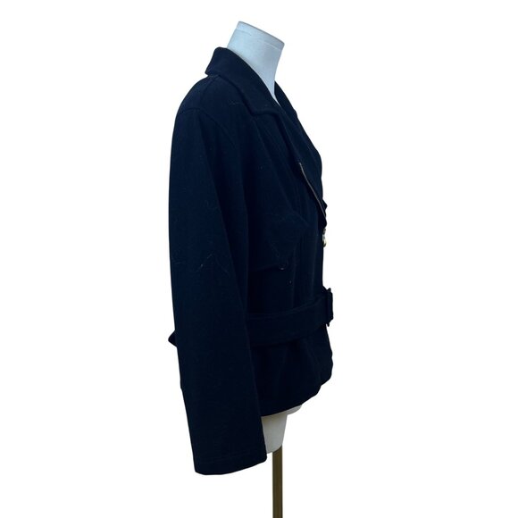 Classiques For Nordstrom Womens Black Wool Nylon Moto Jacket Belted Size M - Picture 2 of 7